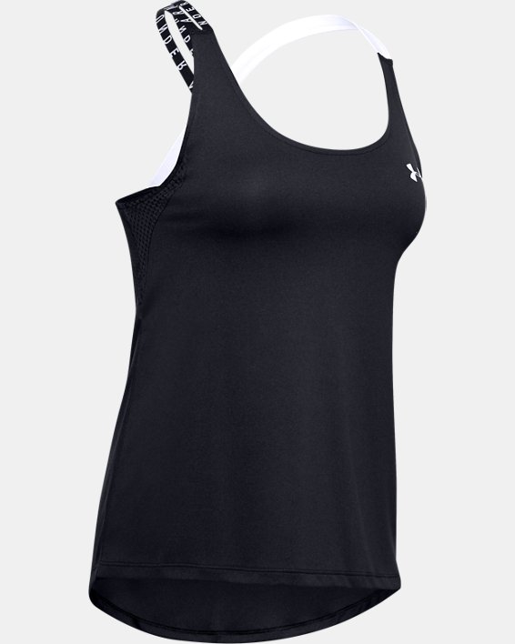 เสื้อกล้าม HeatGear® Armour Wordmark Double Strap สำหรับผู้หญิง in Black image number 4